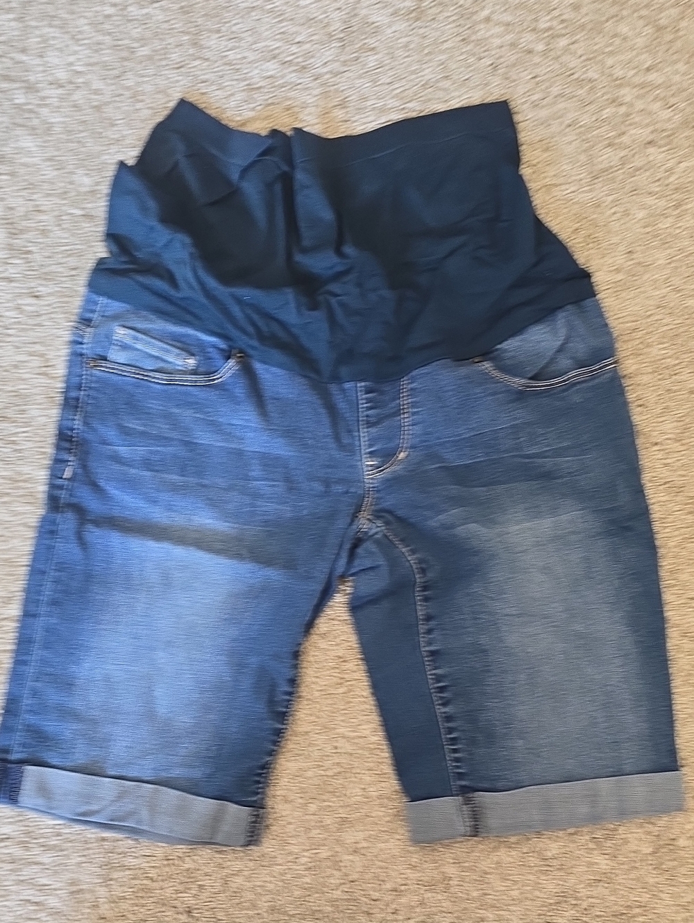 YMI Navy Waist Panel Dark Blue Denim Bermuda Shorts